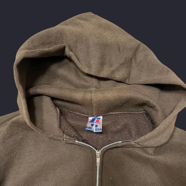 [BUNJANG] Russell Athletic Hooded Zip-up Brown Jacket / 00s 러셀 애슬레틱 후드집업 브라운