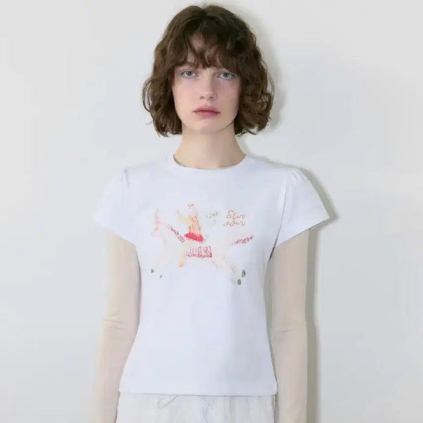 [BUNJANG] Sinoo Unicorn Puff T-Shirt (White) / 시눈 Unicorn Puff T-Shirt (White)