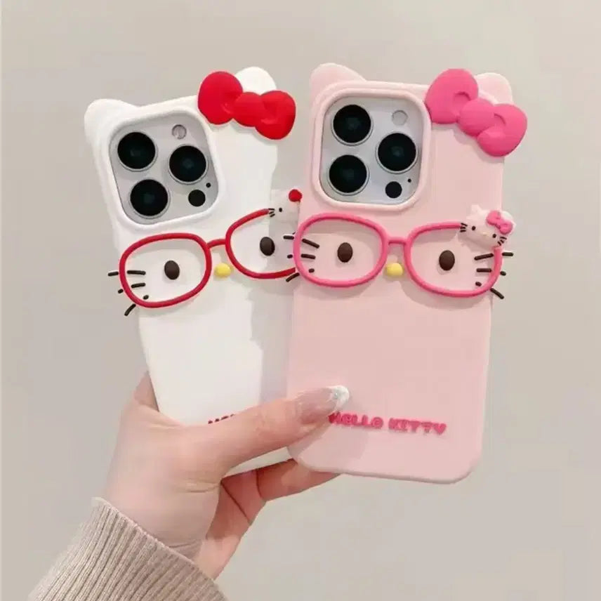 [BUNJANG] Hello Kitty Eyeglasses Case White/Pink / 헬로키티 안경 케이스 화이트/핑크