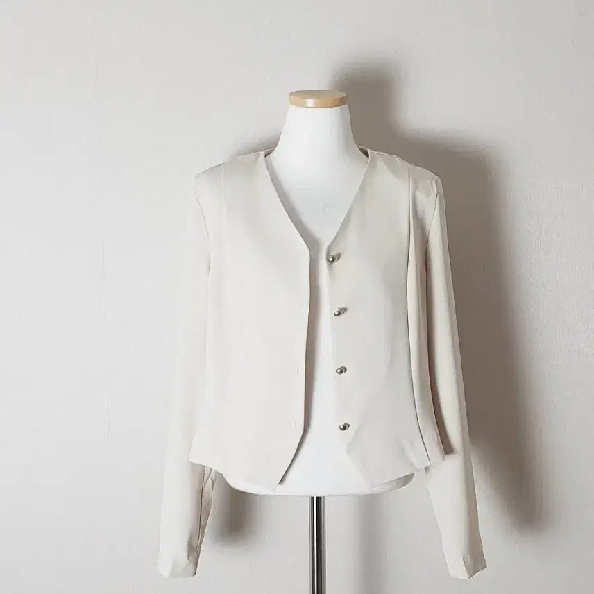 [BUNJANG] V-Neck Jacket Blouse / (새) 은장 브이넥 자켓 블라우스