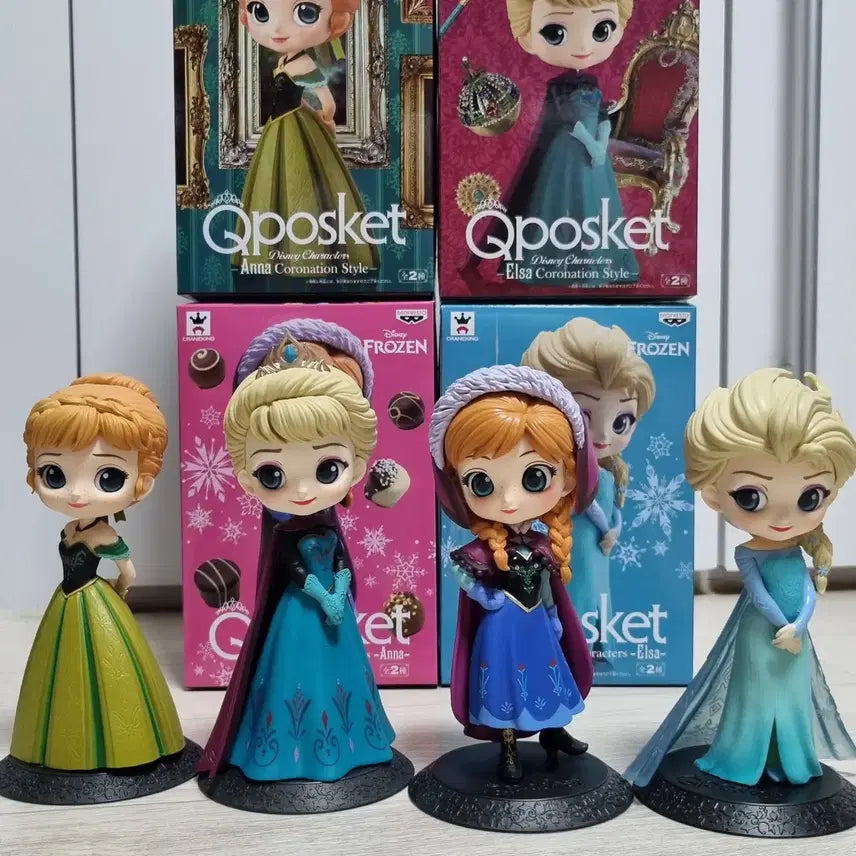 [BUNJANG] Q Posket Frozen 4-Piece Bundle Set (Unsealed, A Color) / Q posket 겨울왕국 4종 일괄 A컬러 (개봉품)