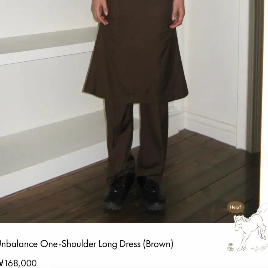 [BUNJANG] Sinoon Asymmetrical One-Shoulder Long Dress / 시눈 언발란스 원숄더 롱 드레스 브라운 스트라이프원피스오프숄더트임레이어드