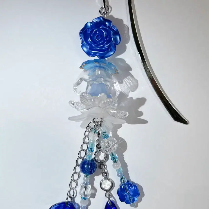 [BUNJANG] Deep Sea Jellyfish Charm Bookmark Bag Charm / 심해 해파리 비즈 키링 책갈피 가방 고리 꽃