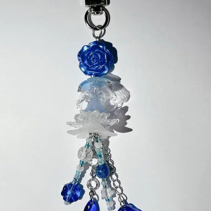 [BUNJANG] Deep Sea Jellyfish Charm Bookmark Bag Charm / 심해 해파리 비즈 키링 책갈피 가방 고리 꽃