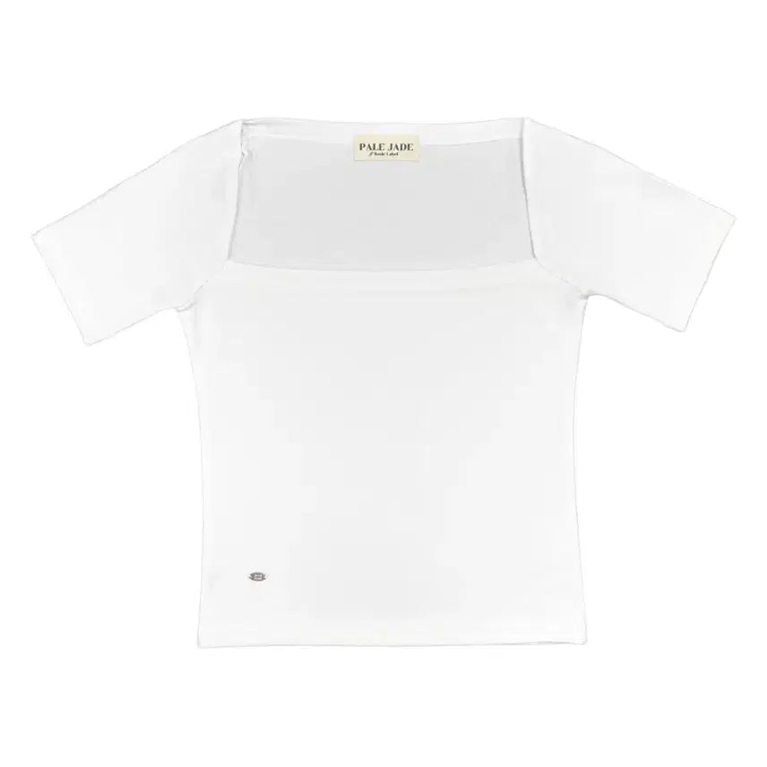 [BUNJANG] Pale Jade Deep Square Neck Short Sleeve T-shirt / 오늘만)페일제이드 딥스퀘어넥 반팔티