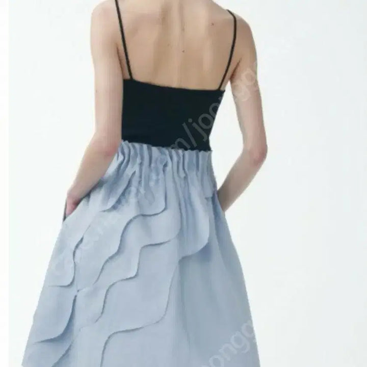 [BUNJANG] COS Ruffle Banding Skirt Linen Blend Midi Skirt / COS코스 러플 밴딩스커트 린넨혼방 하늘색프릴캉캉블루치마레이어드A라인미디