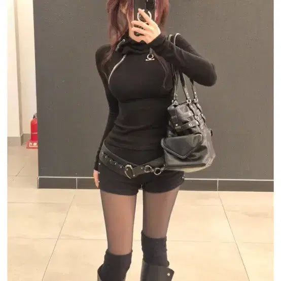 [BUNJANG] XERIF Studded Knit Black Shorts / XERIF 스터드 니트 블랙 숏팬츠