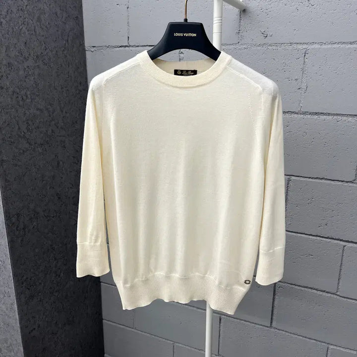 [SOLD OUT] [ 정품 ] 로로피아나 캐시미어 아이보리 하프 슬리브 니트 42size