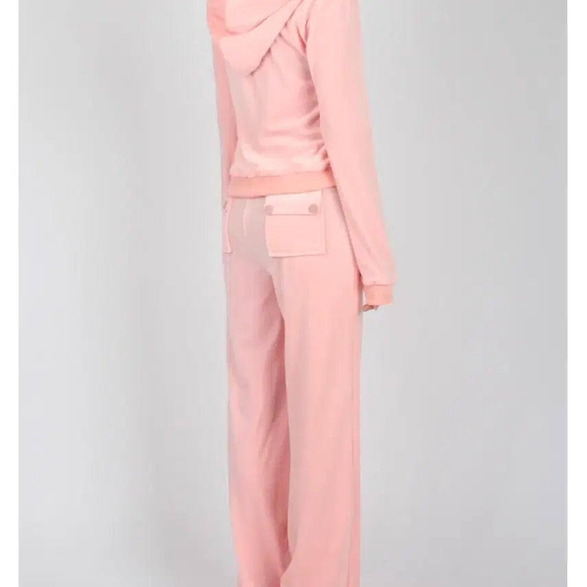 [BUNJANG] Pink Velvet Tracksuit Set / 핑크 벨벳 트레이닝 세트