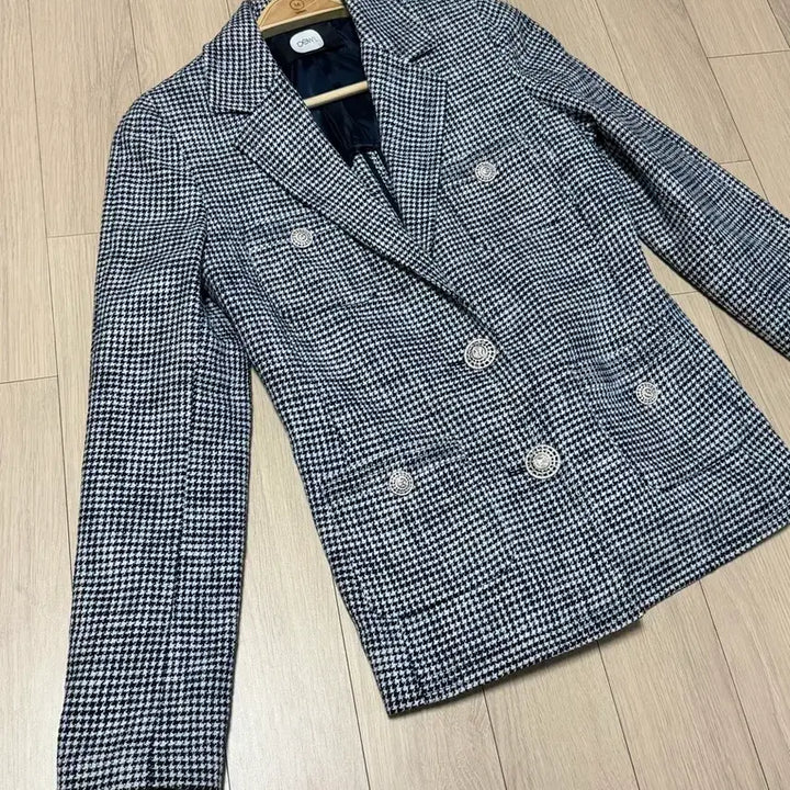 [BUNJANG] DeWL Houndstooth Check Blazer Jacket / 듀엘 하운드투스 체크 자켓 55 블랙블레이저정장금장단추버튼오피스룩출근룩