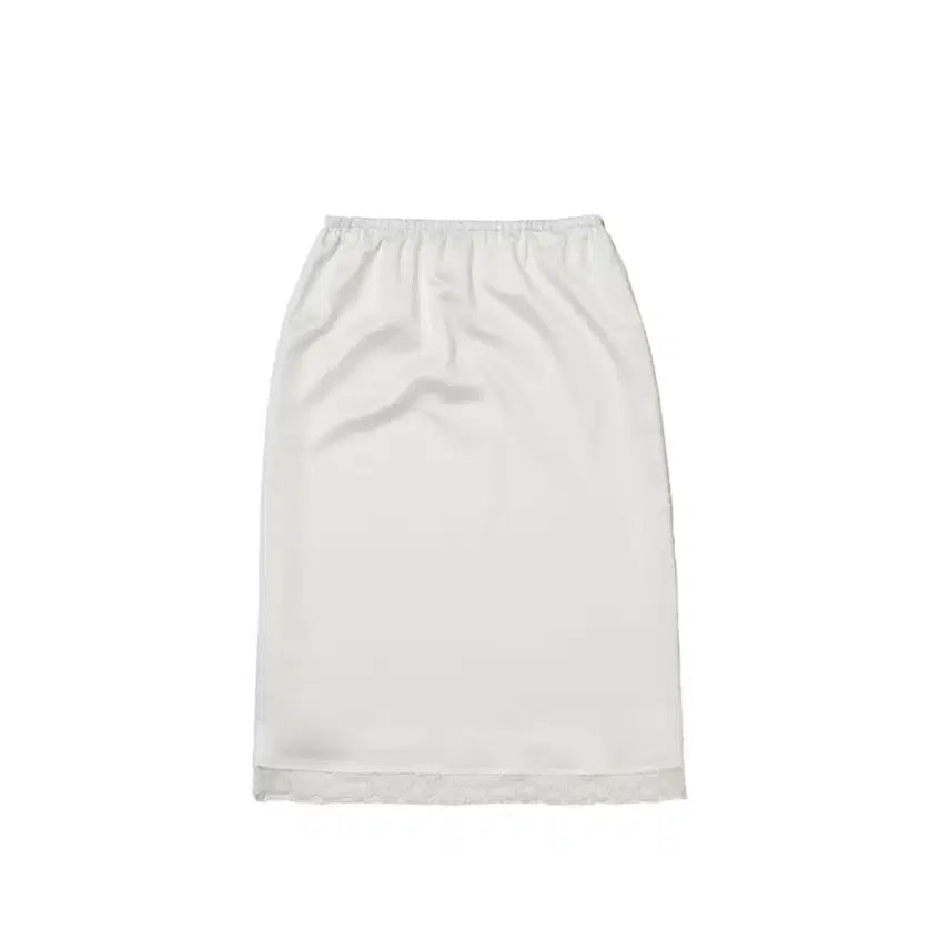 [BUNJANG] OVMOI Ivory Satin Lace Midi Skirt / 오브모아 OVMOI 새틴 레이스 미디 스커트 (아이보리)