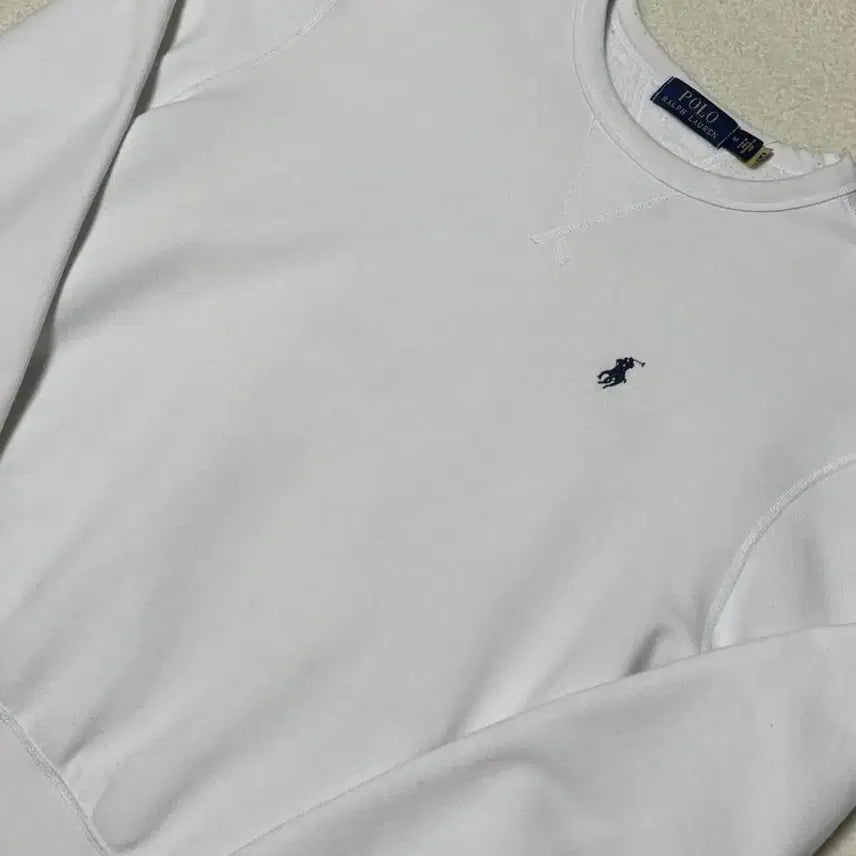 [BUNJANG] Polo Ralph Lauren White and Blue Terry Sweatshirt / 폴로 흰파 기모 맨투맨 (qr)