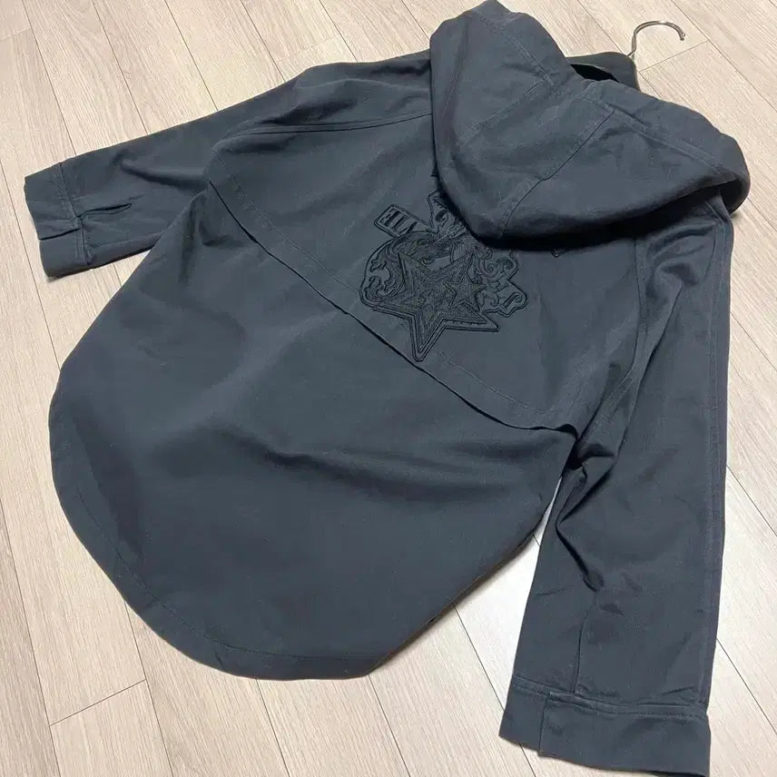 [BUNJANG] SJSJ Charcoal Cotton Hooded Safari Jacket / 한섬 SJSJ 백자수 후드 야상 점퍼 사파리 자켓 차콜 코튼 면 간절기