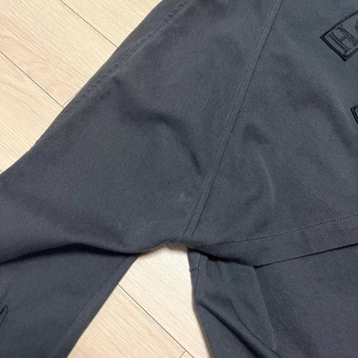 [BUNJANG] SJSJ Charcoal Cotton Hooded Safari Jacket / 한섬 SJSJ 백자수 후드 야상 점퍼 사파리 자켓 차콜 코튼 면 간절기