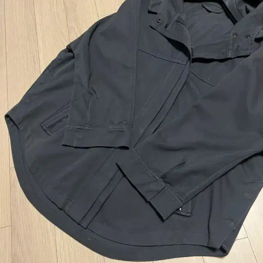 [BUNJANG] SJSJ Charcoal Cotton Hooded Safari Jacket / 한섬 SJSJ 백자수 후드 야상 점퍼 사파리 자켓 차콜 코튼 면 간절기