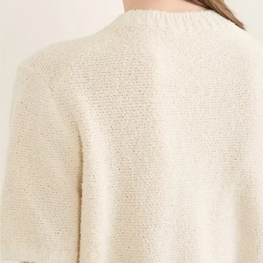 [BUNJANG] Hansome The Cashmere Terry Half Sleeve Knit Top / 한섬 더 캐시미어 테리 하프 슬리브 니트 탑