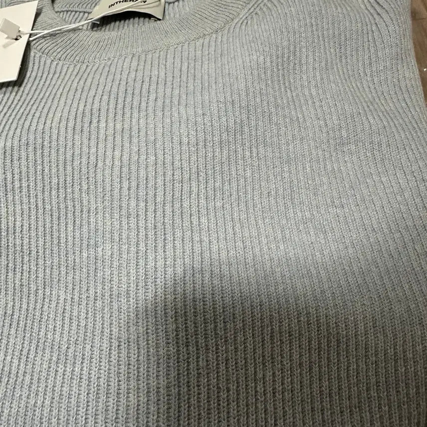 [BUNJANG] In The Row Cotton Crew Neck Knit Sweater / [3] 인더로우 코튼 립 니트 크루넥 블루멜란지