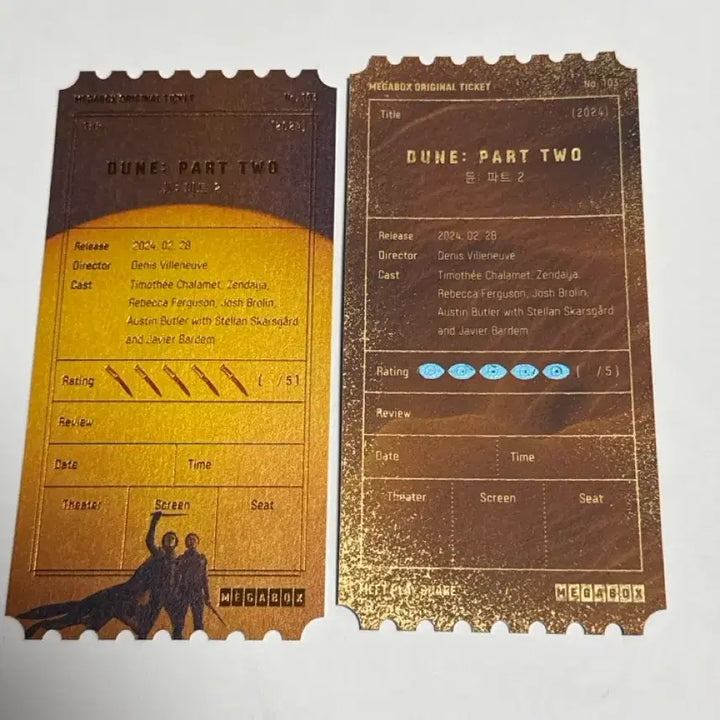 [BUNJANG] Dune 2 Original Ticket Set / 듄2 오리지널 티켓 오티 2종 세트