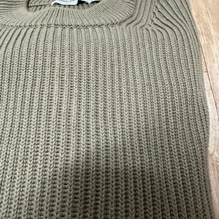[BUNJANG] Steady-Everywhere Cotton Crew Neck Knit Olive / [2] 스테디에브리웨어 sew 코튼립 크루넥 니트 올리브