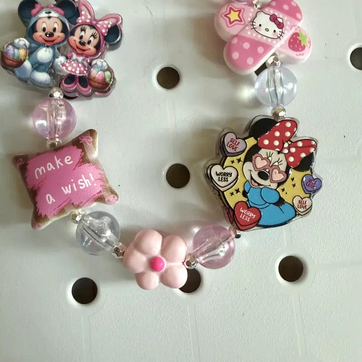[BUNJANG] Mickey &amp; Minnie Acrylic Bead Keychain / 미키미니 디자인 아크릴 비즈 키링