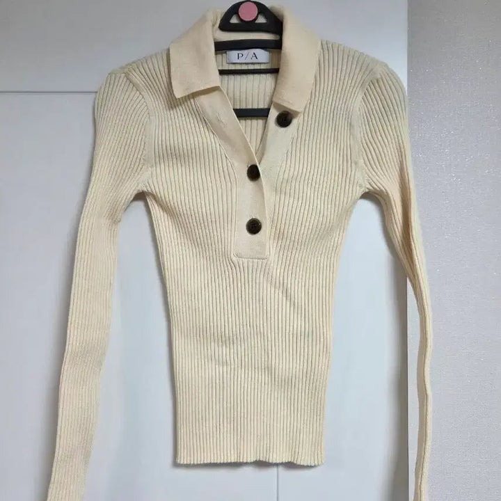 [BUNJANG] Paul &amp; Alice Cream Color Knit Top / (미착용) 폴앤앨리스 카라넥 니트 크림색