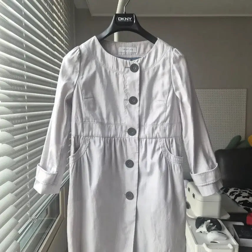 [BUNJANG] Kenneth Lady Silver-Gray Trench Jacket / 1회 착용) 케네스레이디 실버그레이 트렌치 자켓 85-90-160, 55