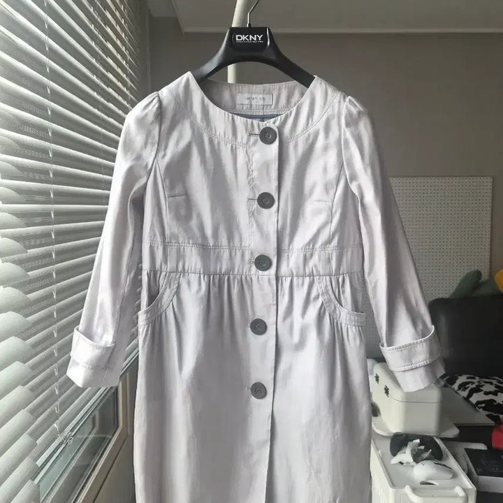 [BUNJANG] Kenneth Lady Silver-Gray Trench Jacket / 1회 착용) 케네스레이디 실버그레이 트렌치 자켓 85-90-160, 55