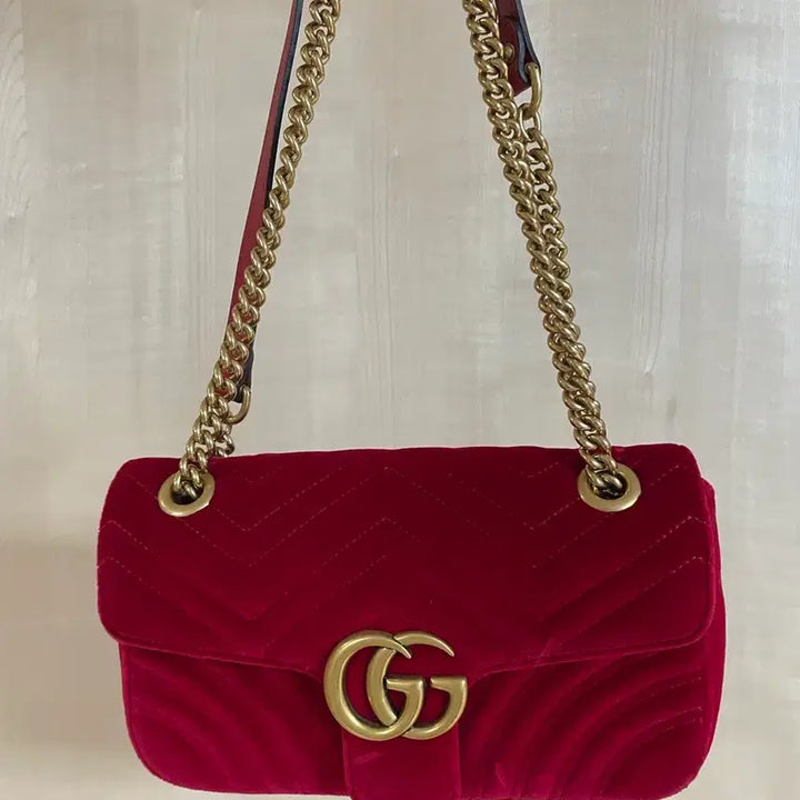 [BUNJANG] Gucci GG Marmont Matelasse Velvet Shoulder Bag / 정품 구찌 GG 마몽 마틀라세 벨벳 숄더백 라지