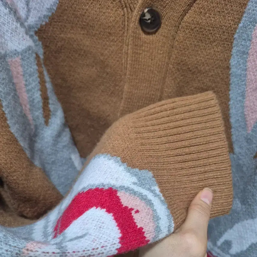 [BUNJANG] Looney Tunes Bugs Bunny Beige Brown Cardigan / 루니툰 정품 벅스바니 베이지 브라운 가디건 ~110(55-99)새상품