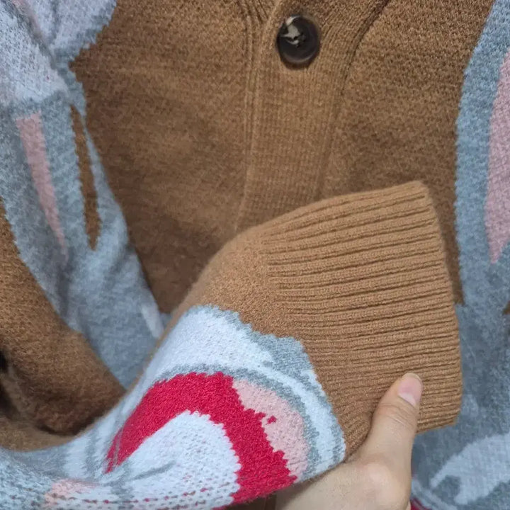 [BUNJANG] Looney Tunes Bugs Bunny Beige Brown Cardigan / 루니툰 정품 벅스바니 베이지 브라운 가디건 ~110(55-99)새상품