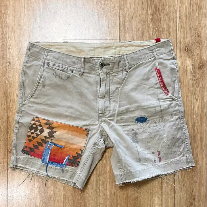 [BUNJANG] Polo Ralph Lauren Aztec Navajo Chino Shorts / 국내 유일 폴로 랄프로렌 아즈텍 나바호 빈티지 데미지 치노 쇼츠 반바지