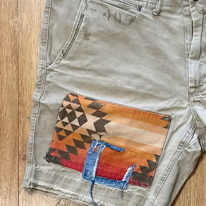 [BUNJANG] Polo Ralph Lauren Aztec Navajo Chino Shorts / 국내 유일 폴로 랄프로렌 아즈텍 나바호 빈티지 데미지 치노 쇼츠 반바지