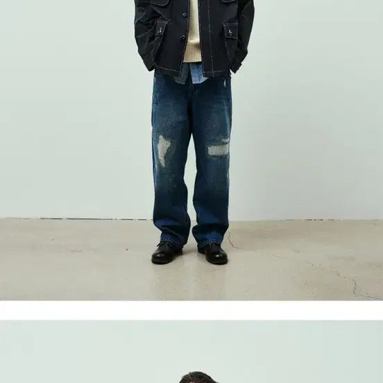 [BUNJANG] Uniform Bridge Distressed Denim Pants 12oz Indigo Washed XL / 유니폼브릿지 34 xl 디스트레스드 데님 팬츠 12oz 인디고 워시드 X