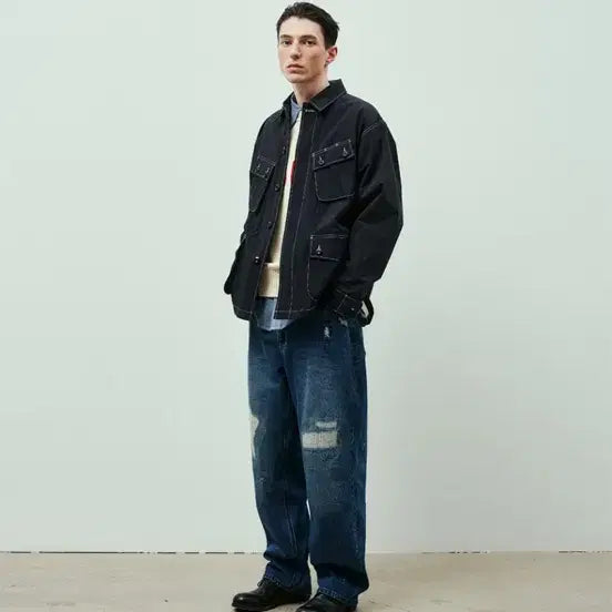 [BUNJANG] Uniform Bridge Distressed Denim Pants 12oz Indigo Washed XL / 유니폼브릿지 34 xl 디스트레스드 데님 팬츠 12oz 인디고 워시드 X