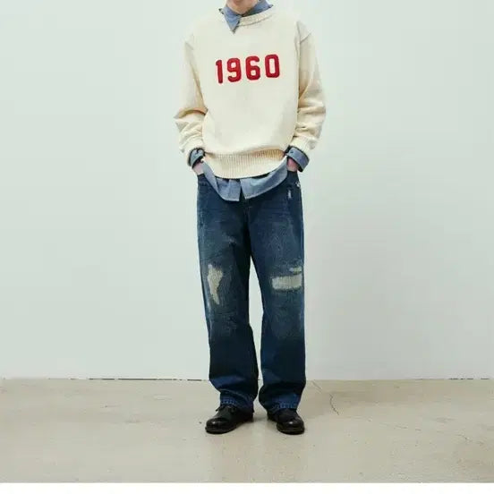 [BUNJANG] Uniform Bridge Distressed Denim Pants 12oz Indigo Washed XL / 유니폼브릿지 34 xl 디스트레스드 데님 팬츠 12oz 인디고 워시드 X