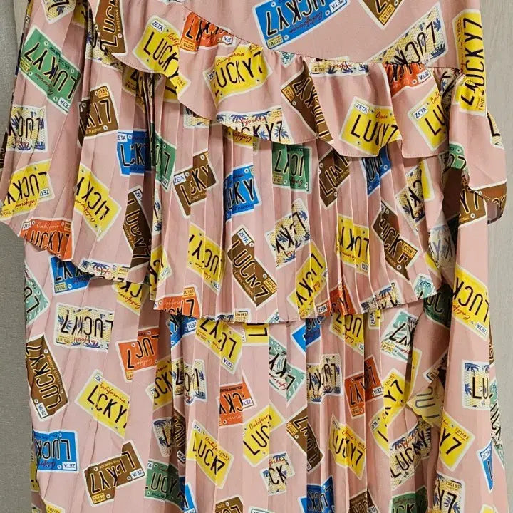 [BUNJANG] Lucky Chouette Plate Pattern Dress 38 / 럭키슈에뜨 플레이트 패턴 원피스 38