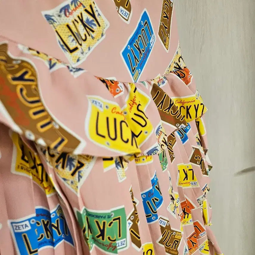 [BUNJANG] Lucky Chouette Plate Pattern Dress 38 / 럭키슈에뜨 플레이트 패턴 원피스 38