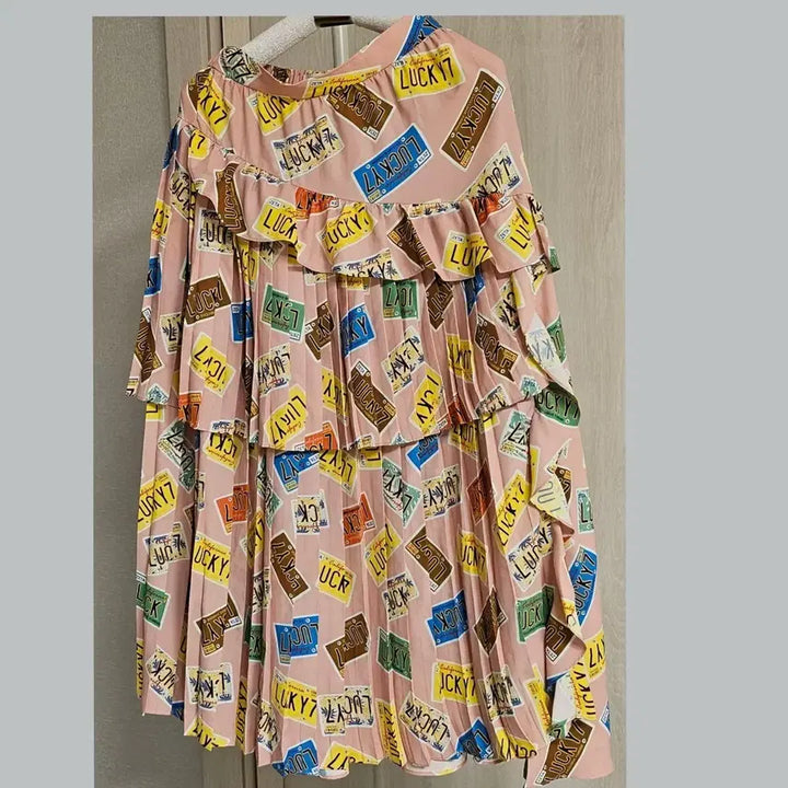 [BUNJANG] Lucky Chouette Plate Pattern Dress 38 / 럭키슈에뜨 플레이트 패턴 원피스 38