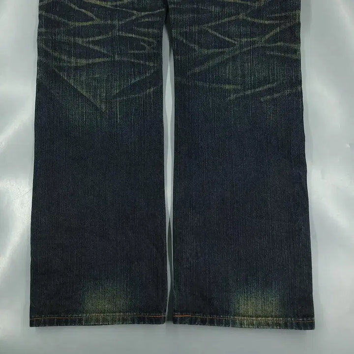 [BUNJANG] EDWIN 402XV JP 00s Dark Wash Street Jeans / EDWIN 에드윈 402XV JP 00s 진청 샌드워싱 스트릿 청바지 데