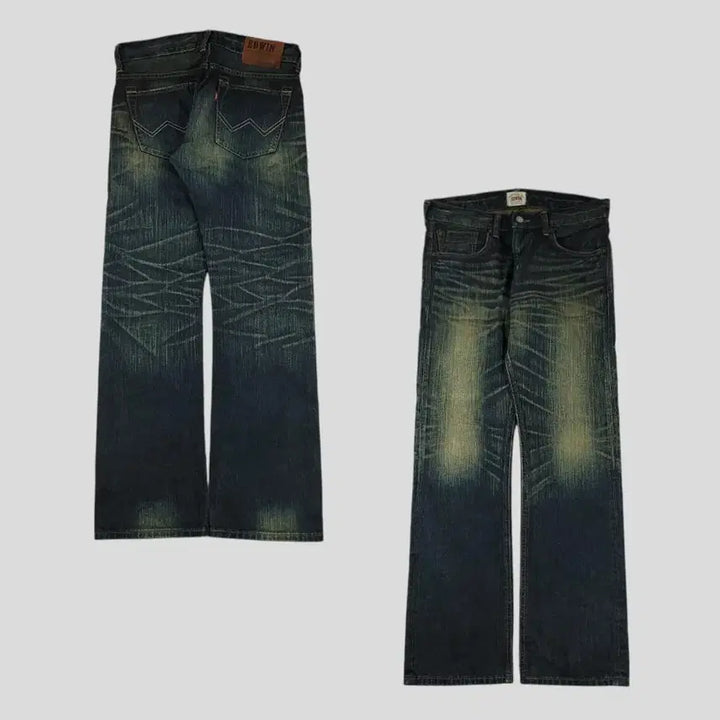 [BUNJANG] EDWIN 402XV JP 00s Dark Wash Street Jeans / EDWIN 에드윈 402XV JP 00s 진청 샌드워싱 스트릿 청바지 데