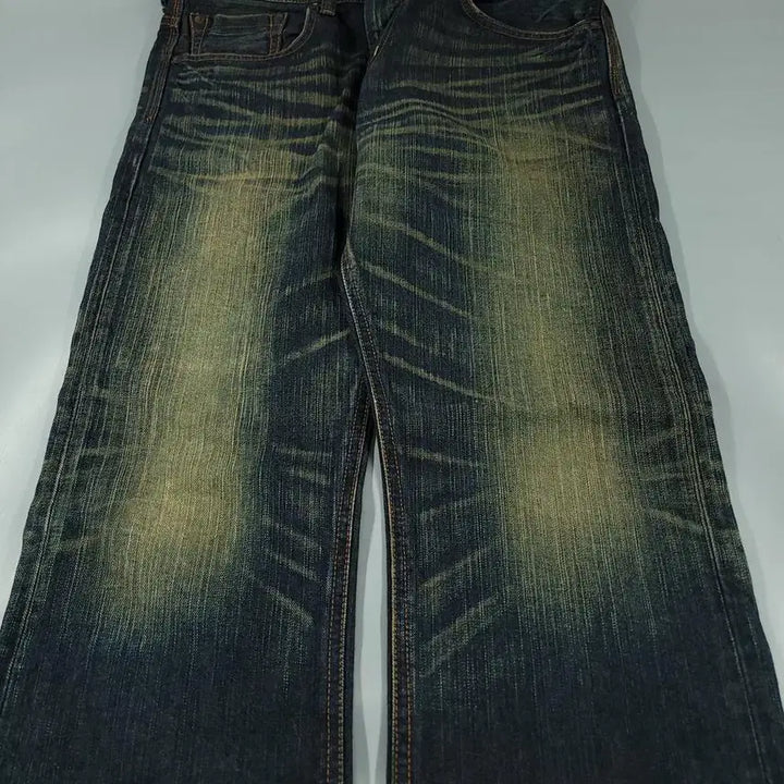 [BUNJANG] EDWIN 402XV JP 00s Dark Wash Street Jeans / EDWIN 에드윈 402XV JP 00s 진청 샌드워싱 스트릿 청바지 데