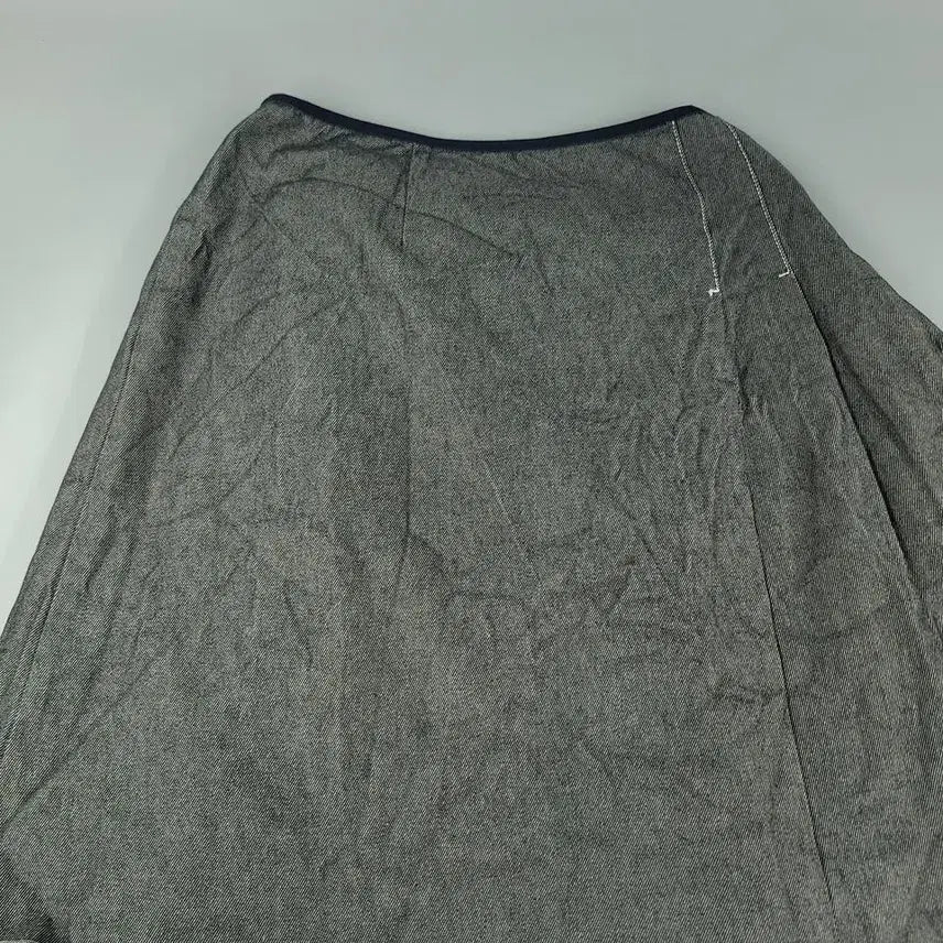 [BUNJANG] S Max Mara Gray Stitch Pleated Unbalanced Buckle Skirt / S MAXMARA 에스 막스마라 JP 그레이 스티치 플리츠 언발란스 버클