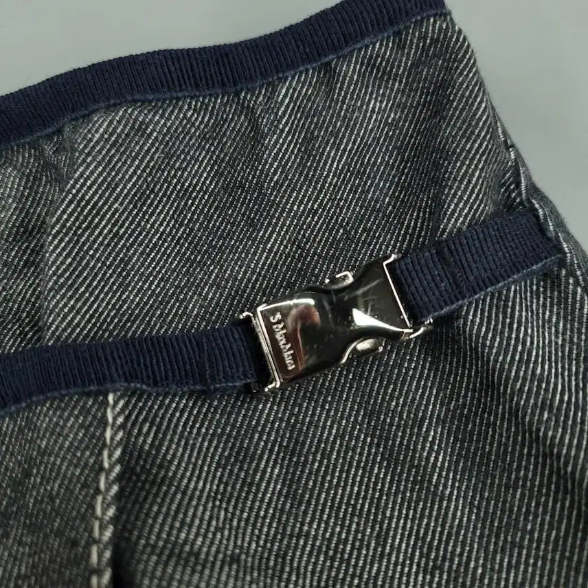 [BUNJANG] S Max Mara Gray Stitch Pleated Unbalanced Buckle Skirt / S MAXMARA 에스 막스마라 JP 그레이 스티치 플리츠 언발란스 버클