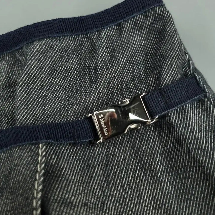 [BUNJANG] S Max Mara Gray Stitch Pleated Unbalanced Buckle Skirt / S MAXMARA 에스 막스마라 JP 그레이 스티치 플리츠 언발란스 버클