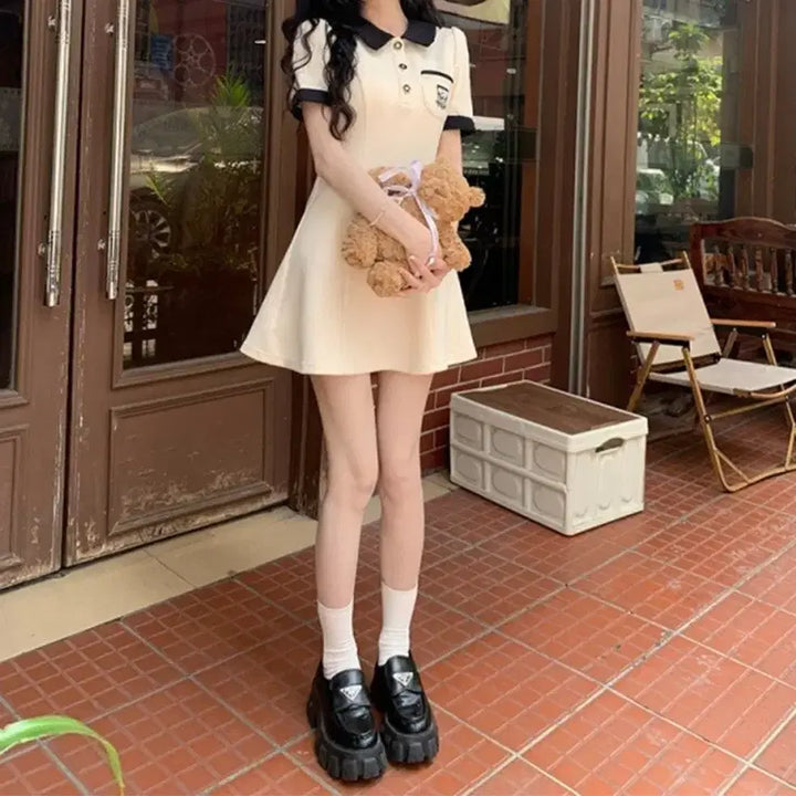 [BUNJANG] Slim Fit Polo Neck Mini Dress / [미착용]슬림핏 카라넥 미니원피스-M