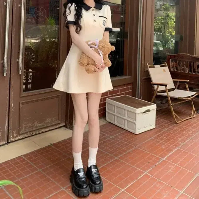 [BUNJANG] Slim Fit Polo Neck Mini Dress / [미착용]슬림핏 카라넥 미니원피스-M