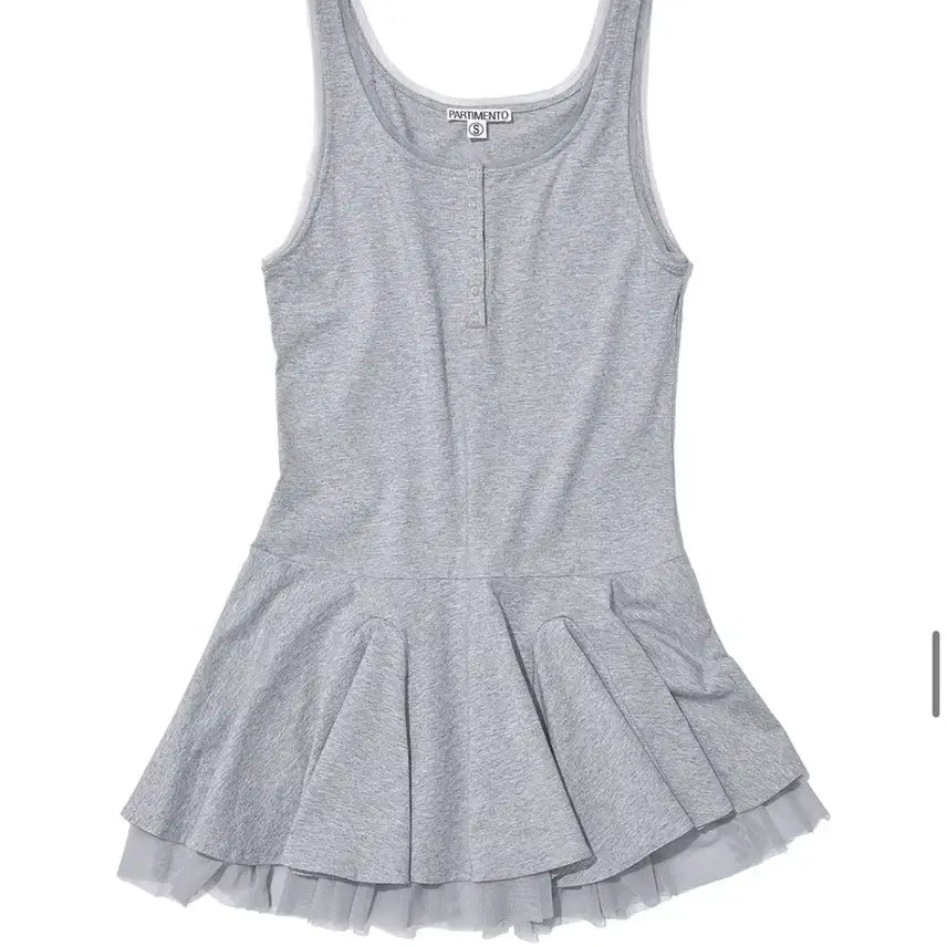 [BUNJANG] Partimento Woman Contrast Button-Up Layered Dress - Gray (S) / 파르티멘토우먼 콘트라스트 버튼업 레이어드 드레스 그레이 S