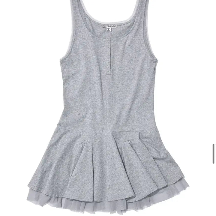 [BUNJANG] Partimento Woman Contrast Button-Up Layered Dress - Gray (S) / 파르티멘토우먼 콘트라스트 버튼업 레이어드 드레스 그레이 S