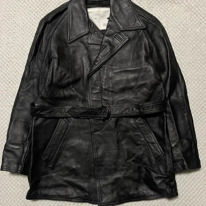 [BUNJANG] MIC French Military Lambskin Lapel Leather Car Coat / [L추천] 프랑스 밀리터리 MIC 소가죽 라펠 레더 카코트