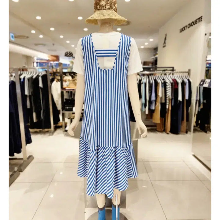 [BUNJANG] Lucky Chouette Striped V-neck Dress / (새상품)럭키슈에뜨 스트라이프 브이넥 원피스